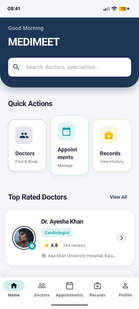 MediMeet App UI